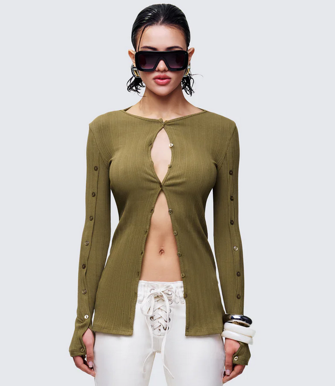 Finesse Aven Olive Texture Button Up Shirt