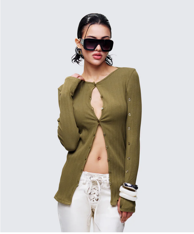Finesse Aven Olive Texture Button Up Shirt