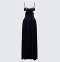 Finesse Orsina Black Sheer Hem Corset Dress
