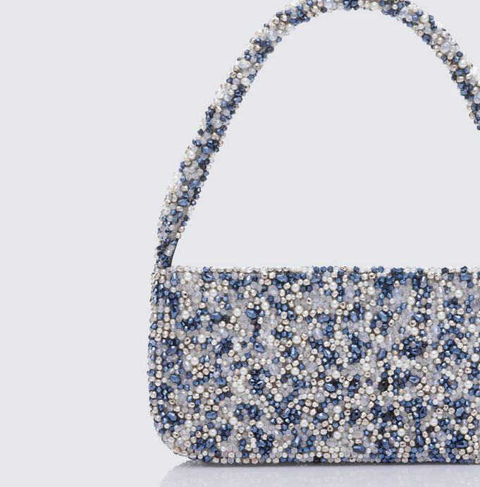Finesse Asma Silver Beaded Shoulder Bag