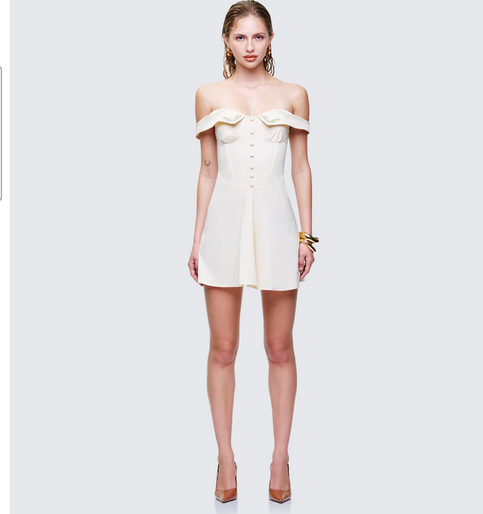 Finesse Nula Yellow Embroidered Mini Dress