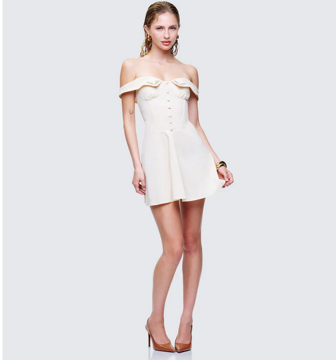 Finesse Nula Yellow Embroidered Mini Dress