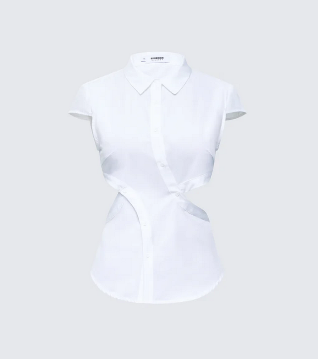 Finesse Lowen White Poplin Cut Out Shirt