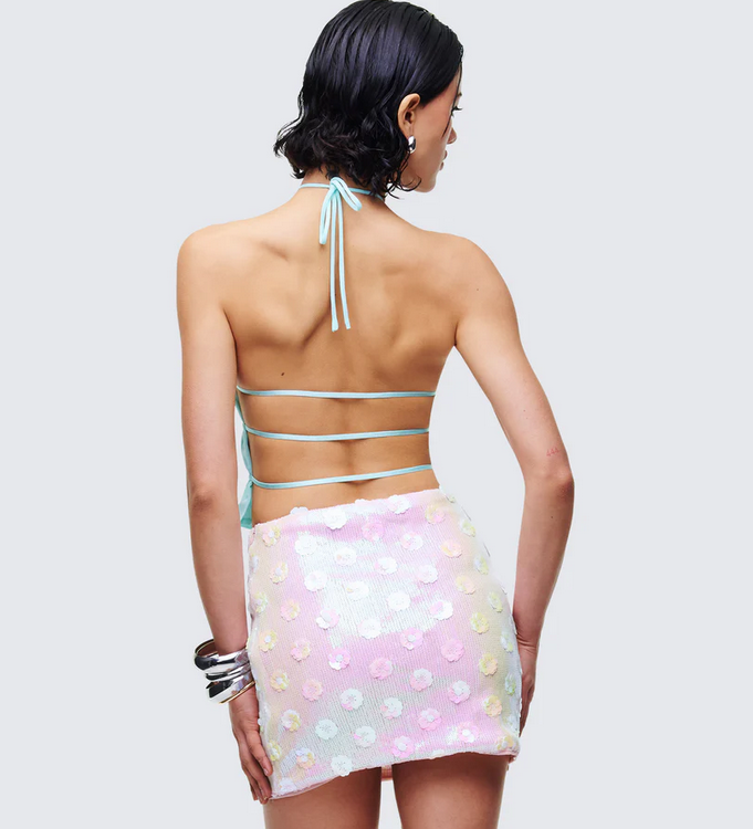 Finesse Luneth Blue Backless Halter Neck Top