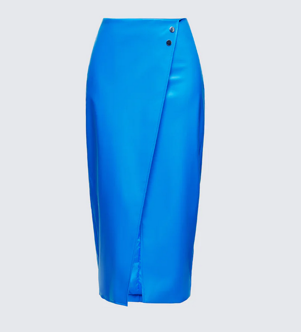 Finesse Orion Blue Vegan Leather Wrap Skirt