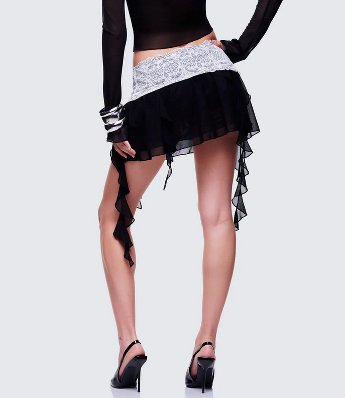 Finesse Aurelia Mesh Ruffle Mini Skirt