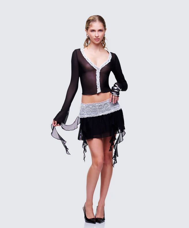 Finesse Aurelia Mesh Ruffle Mini Skirt