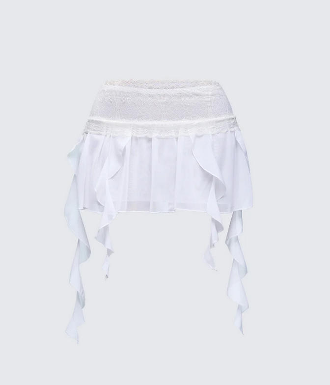 Finesse Aurelia Mesh Ruffle Mini Skirt
