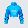 Finesse Orion Blue Vegan Leather Biker Jacket
