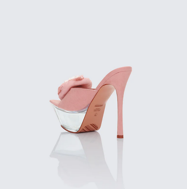 Finesse Disha Pink Corsage Pointed Platform Mules