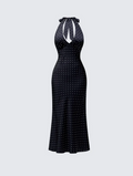 Finesse Anka Black Pin Spot Midi Dress