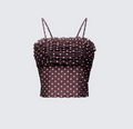 Finesse Lehlani Brown Polka Mesh Ruffle Edge Cami Top