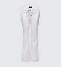 Finesse Abiola Ivory Denim Lace Up Jeans