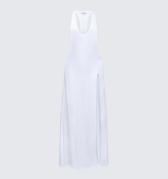 Finesse Dessa White Satin Racer Detail Maxi Dress