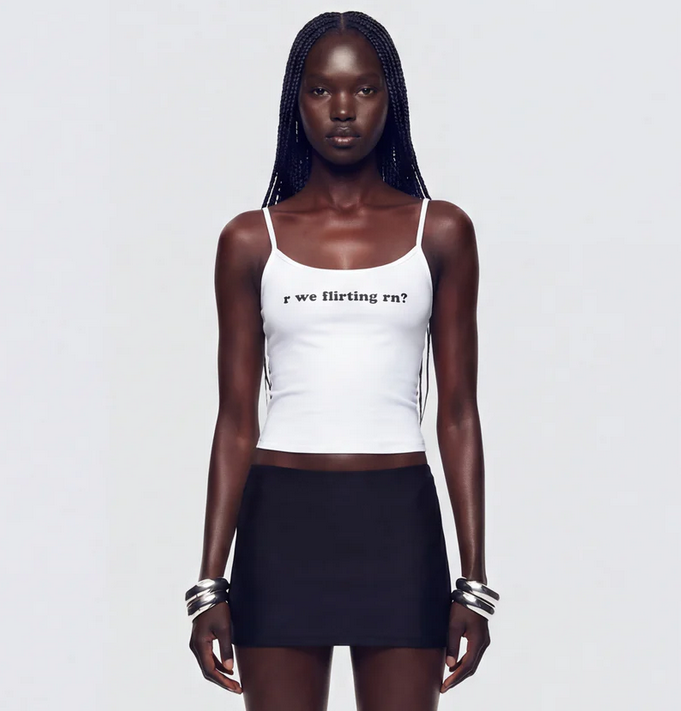 Finesse Callie White Slogan Jersey Cami Top