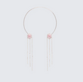 Finesse Harmony Silver Pink Flower Torque Necklace