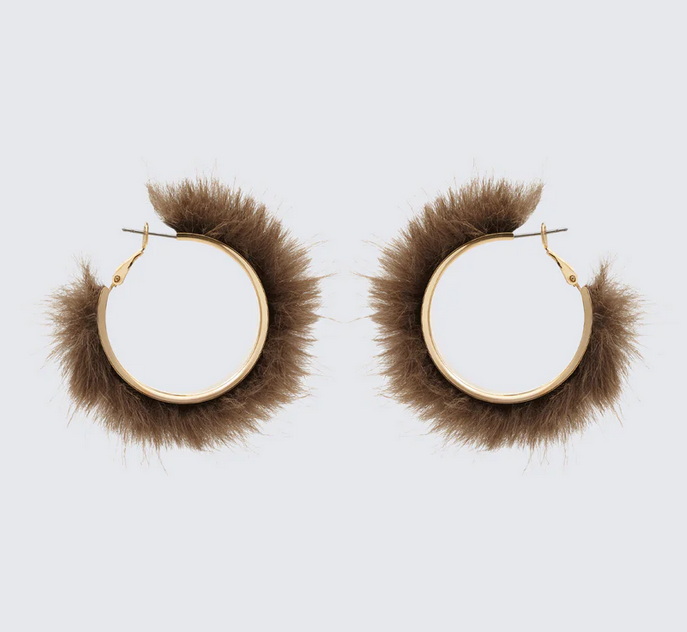 Finesse Huntleigh Fur Hoop Earrings