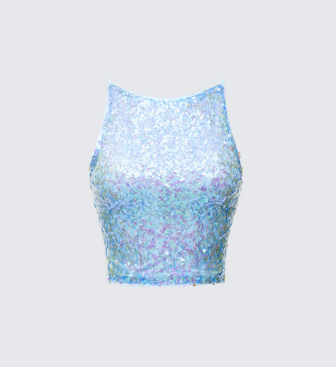 Finesse Elora Blue Sequin Cami Vest