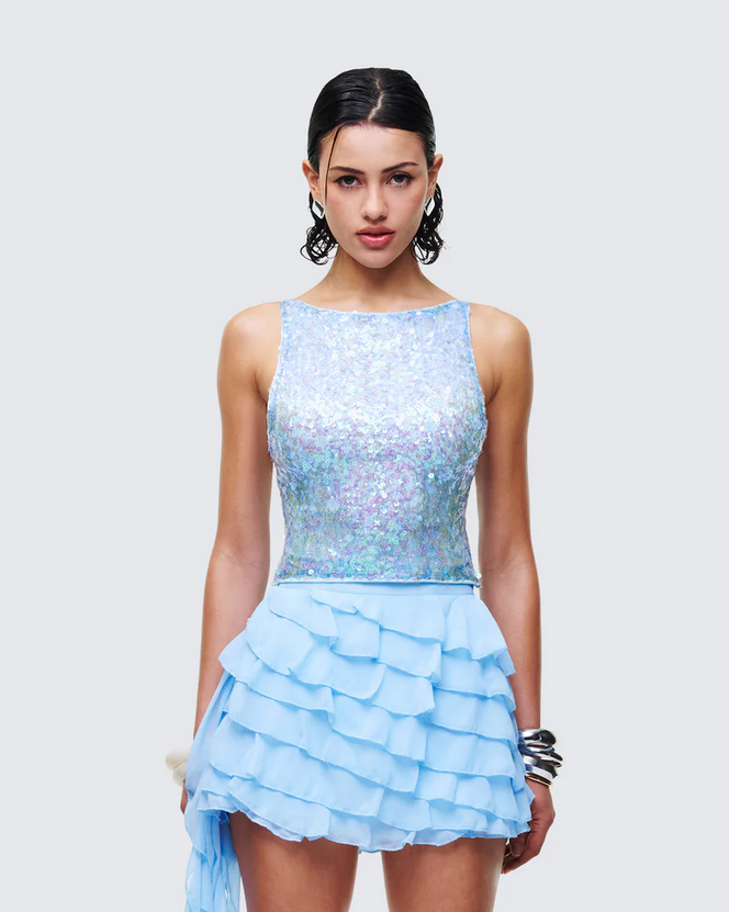 Finesse Elora Blue Sequin Cami Vest