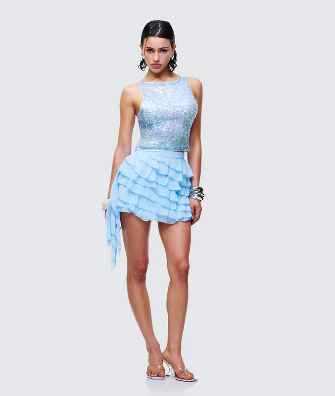 Finesse Elora Blue Sequin Cami Vest