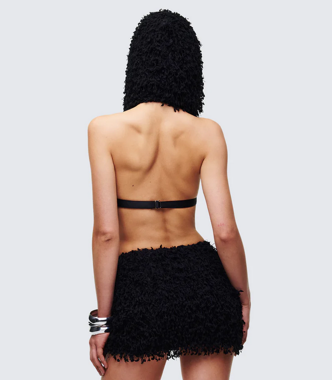Finesse Morgan Black Knit Hooded Halter Top