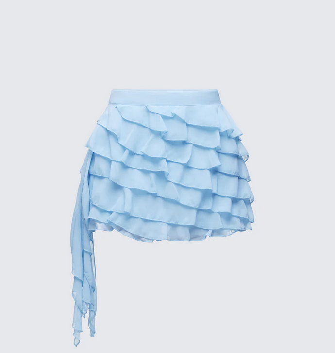 Finesse Dora Blue Petal Tier Mini Skirt