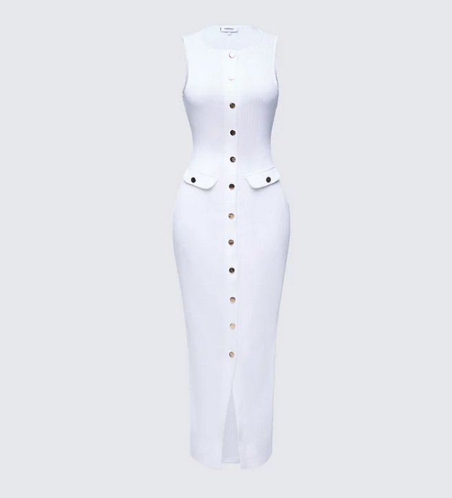 Finesse Tansy Ivory Button Up Maxi Dress