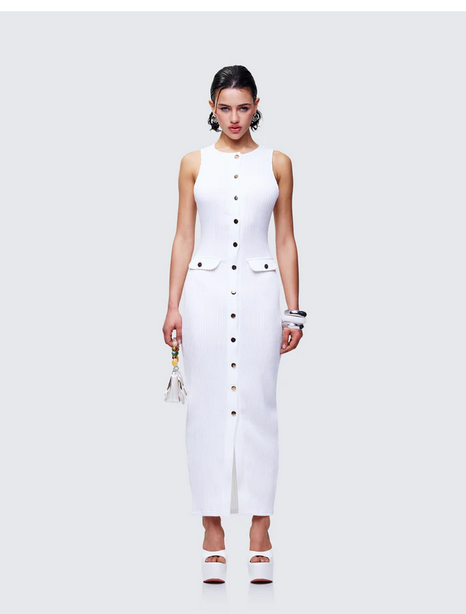 Finesse Tansy Ivory Button Up Maxi Dress