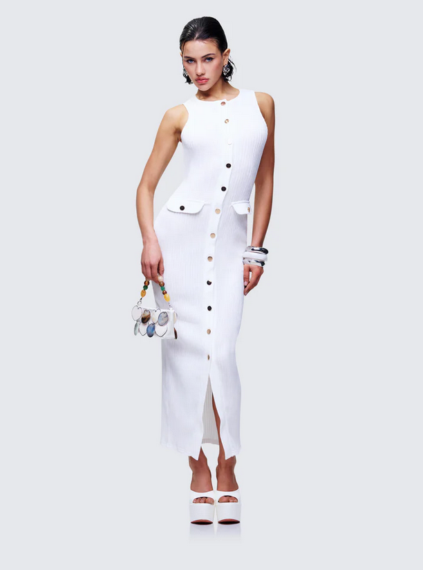 Finesse Tansy Ivory Button Up Maxi Dress