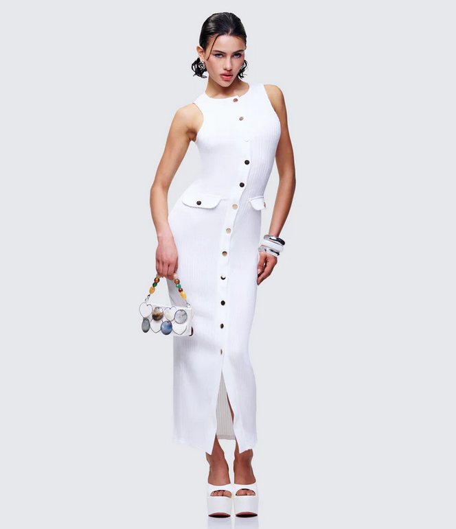 Finesse Tansy Ivory Button Up Maxi Dress
