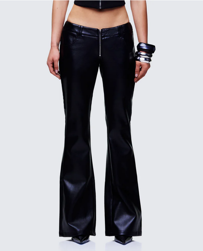 Finesse Salma Black Faux Lace Back Pants