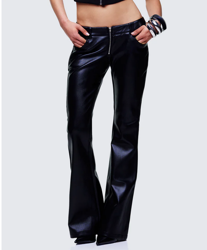 Finesse Salma Black Faux Lace Back Pants