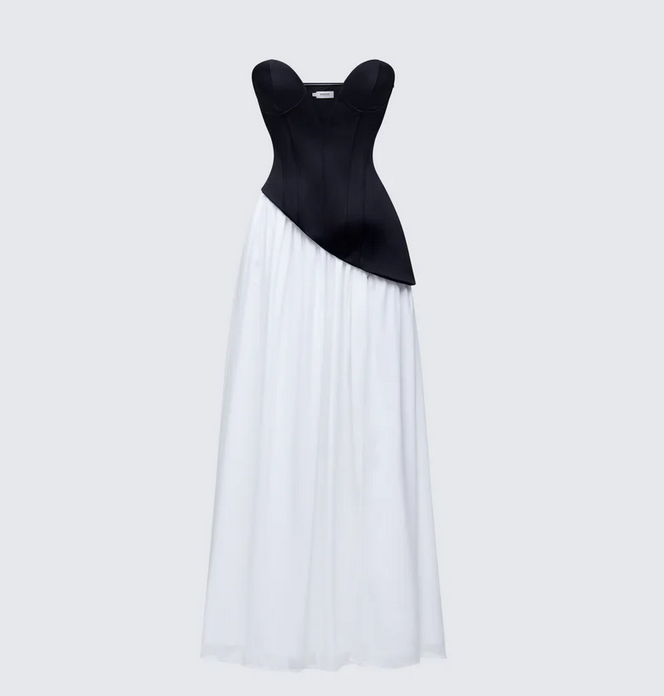 Finesse Pebla Black Crepe Contrast Maxi Dress