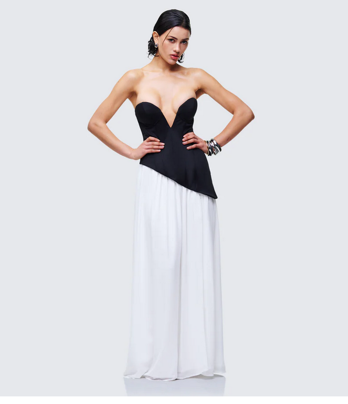 Finesse Pebla Black Crepe Contrast Maxi Dress