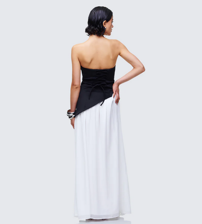 Finesse Pebla Black Crepe Contrast Maxi Dress