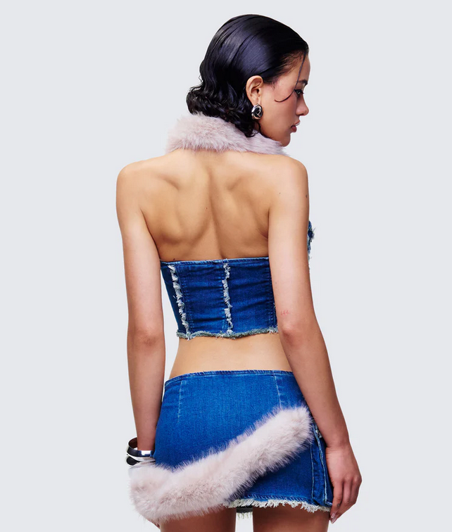 Finesse Sophelle Distressed Acid Wash Denim Corset