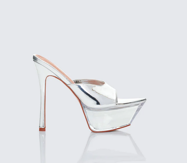 Finesse Clover Clear Perspex Pointed Platform Mules