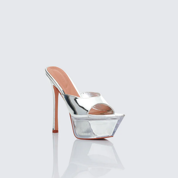 Finesse Clover Clear Perspex Pointed Platform Mules