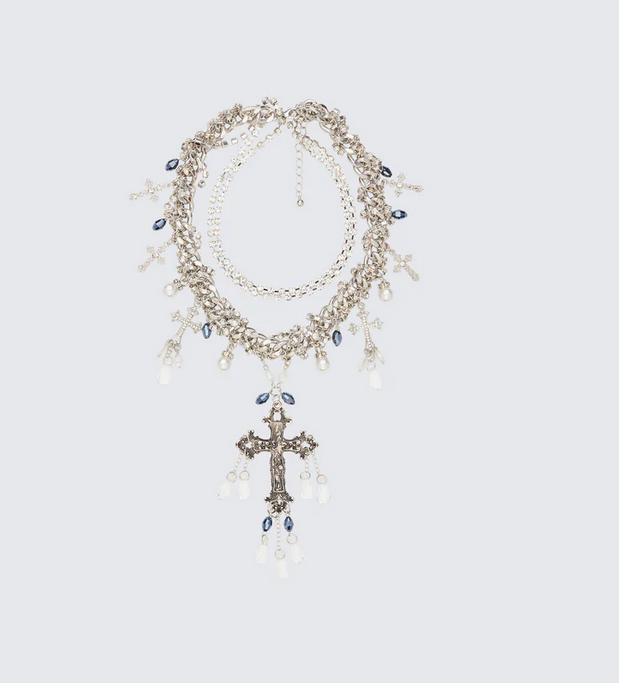 Finesse Salwa Silver Multi Crucifix Necklace