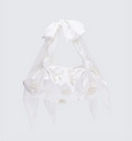 Finesse Kymani White Satin Bag with Pearl Detail