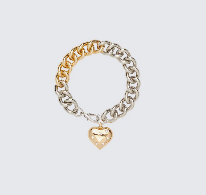 Finesse Jaiah Two-Tone Heart Charm Bracelet