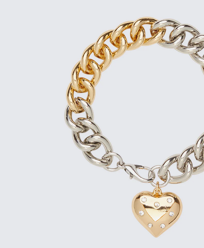 Finesse Jaiah Two-Tone Heart Charm Bracelet