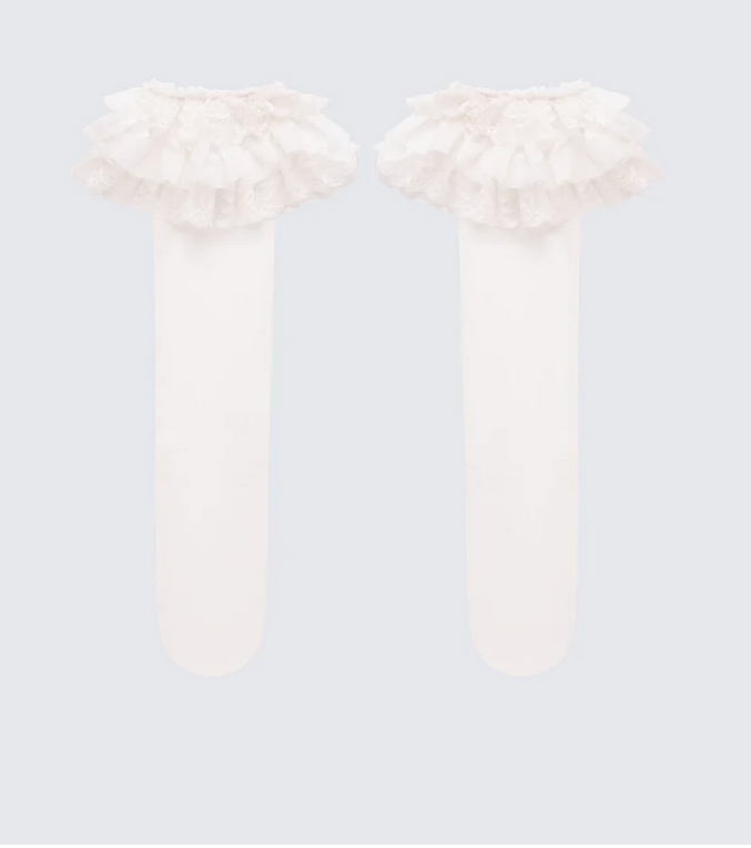 Finesse Dollie White Ruffle Mesh Sock