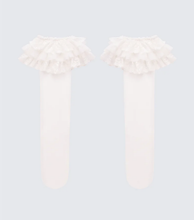Finesse Dollie White Ruffle Mesh Sock