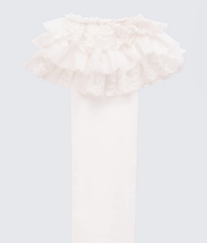 Finesse Dollie White Ruffle Mesh Sock