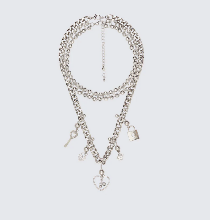 Finesse Darlene Silver Piercing Charm Necklace Stack