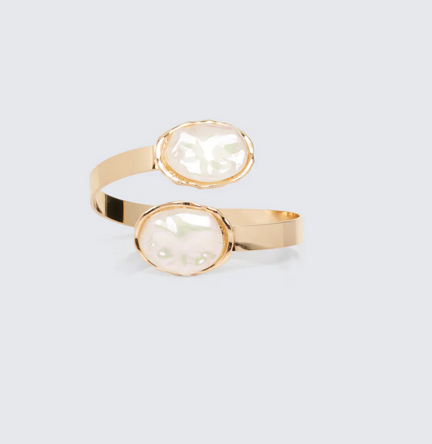 Finesse Brenda Gold Inlaid Pearl Cuff