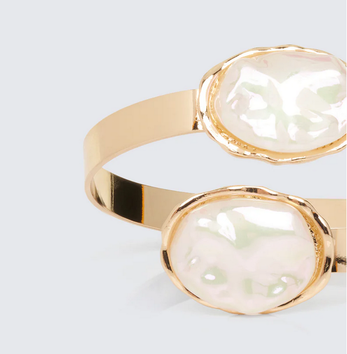 Finesse Brenda Gold Inlaid Pearl Cuff
