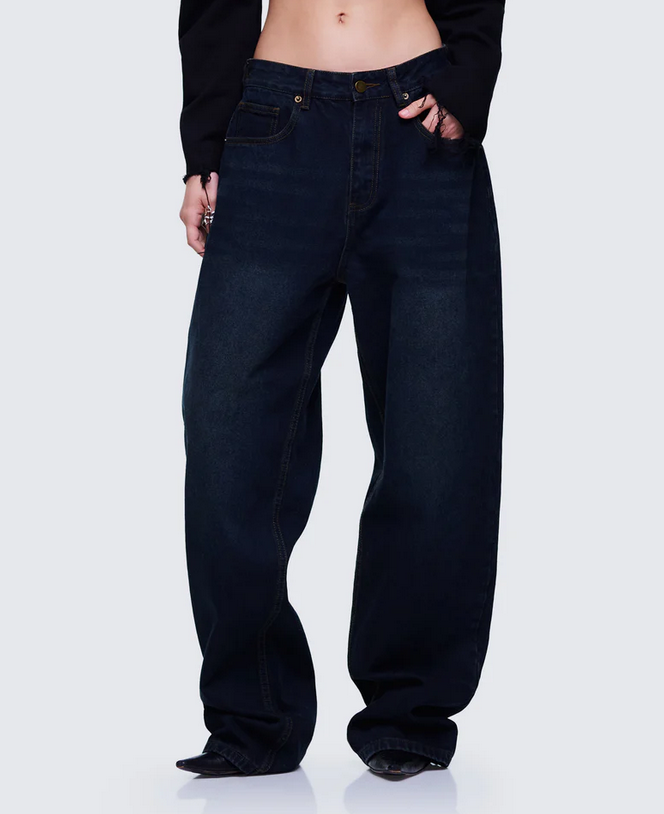 Finesse Haylie Blue Denim Baggy Pant