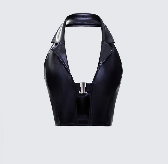 Finesse Jaxon Black Leather Top